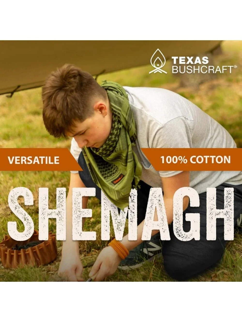 Tactical Shemagh Scarf - 100% Cotton Keffiyeh for Camping, Hiking, and Outdoor